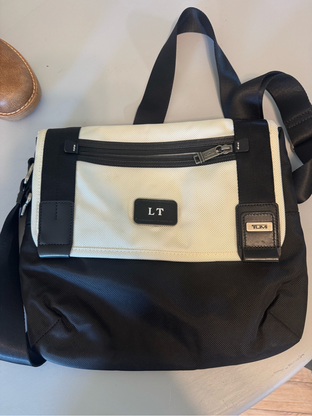 Tumi Black and cream Messenger Bag alpha bravo